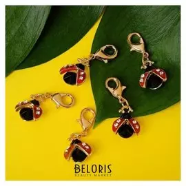 Шармик "Божья коровка" летящая, цвет красно-чёрный в золоте