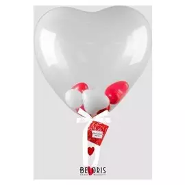 Шары в шаре "Сердце", 5", 24", гирлянда, открытка, красный