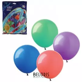 Шары воздушные 12" (30 см), комплект 100 шт., 12 пастельных цветов, в пакете