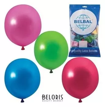 Шары воздушные 14" (36 см), комплект 50 шт., 12 цветов металлик, в пакете