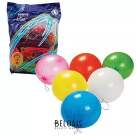 Шары воздушные 16" (41 см), комплект 25 шт., панч-болл (шар-игрушка с резинкой), 12 неоновых цветов, пакет