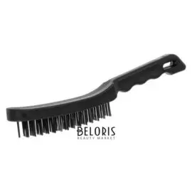 Щетка металлическая ручная Lom, пластиковая рукоятка, 3-рядная