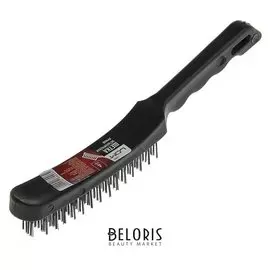 Щетка металлическая ручная Lom, пластиковая рукоятка, 4-рядная