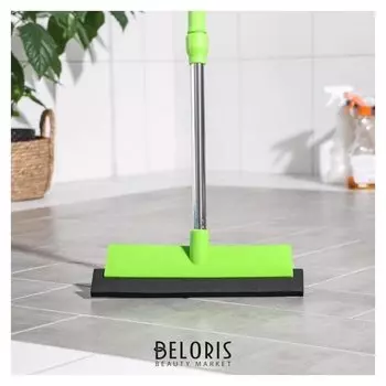 Щётка для пола с водосгоном, телескопический черенок, нержавеющая сталь, 26×6×73(118) см