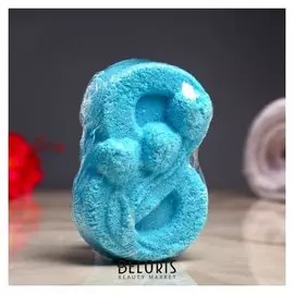 Шипучая бомбочка "С 8 марта с тюльпанами" с ароматом лаванды, голубая