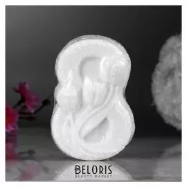 Шипучая бомбочка "С 8 марта с тюльпанами" с ароматом ванили, белая