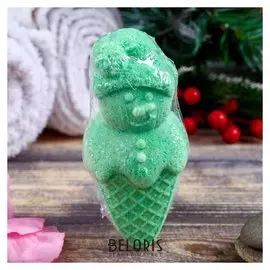 Шипучая бомбочка "Снеговик" с ароматом яблока, зелёная