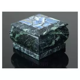 Шкатулка, 8,5х8,5х8 см, змеевик, лазурит