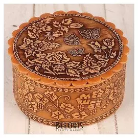 Шкатулка «Бабочки», 7×3,5 см, береста