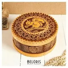 Шкатулка «Белка», береста, круглая