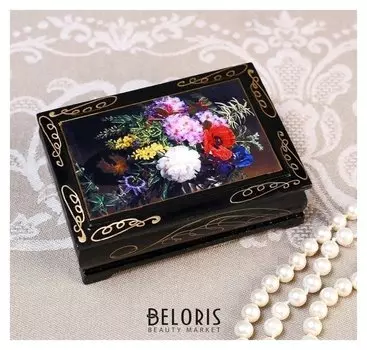 Шкатулка «Букет цветов», 8×10 см, лаковая миниатюра