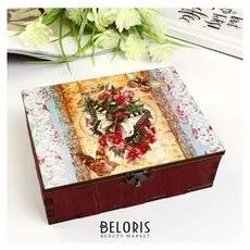 Шкатулка "Цветы и бабочки" 15,5х12х5 см
