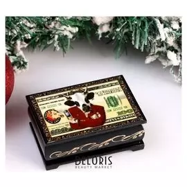 Шкатулка «Денежная корова», 6х9 см, лаковая миниатюра