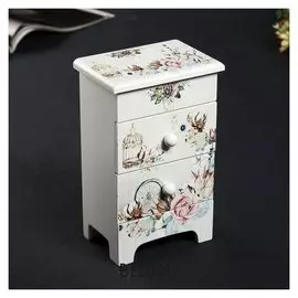 Шкатулка дерево 2 ящика "Романтичный букет" 18,5х11,7х7,5 см