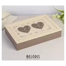 Шкатулка дерево "2 сердца" 7х25х36 см