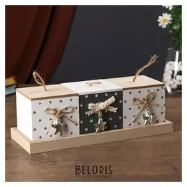 Шкатулка дерево 3 ящика "Звёздочки" 10х11х29 см