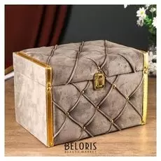 Шкатулка дерево бархат "Серая дымка" с кнопками 19х19х28 см