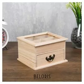 Шкатулка дерево для росписи "Секреты рукодельницы" 4 деления+ящик 9,5х13,5х16 см