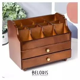 Шкатулка дерево для украшений и косметики 2 выдвижных ящика коричневая 26х16,5х21,7 см