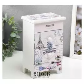 Шкатулка дерево комод 2 ящика "Эйфелева башня, лаванда" 18,5х11,5х7,5 см
