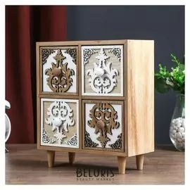 Шкатулка дерево комод 4 ящика "Ажур" 26х22х10 см