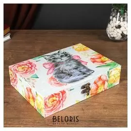 Шкатулка дерево "Котёнок с бантом" 5,5х24х17 см