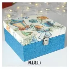 Шкатулка дерево "Новогоднее настроение" блёстки 10х20х20 см