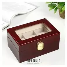 Шкатулка дерево под часы 3 отделения "Красно-коричневая" лак 8х16,5х11 см