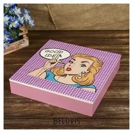 Шкатулка дерево с делениями "Хорошая идея - блондинка" 6х29,8х29,7 см