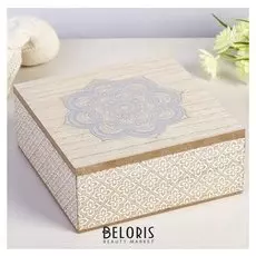 Шкатулка дерево с делениями "Мандала" 6,5х16,5х16,5 см