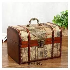 Шкатулка дерево состаренная "Карта путешественника" сундучок 15х22х15,5 см