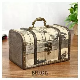 Шкатулка дерево состаренная "Ретро транспорт" сундучок 11,5х17,5х11,5 см