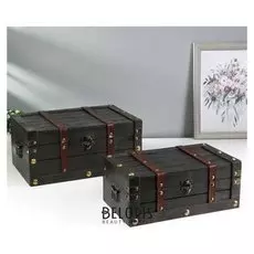 Шкатулка дерево "Средневековье" с клёпками набор 2 шт 12,6х30х18 16х34,5х23 см