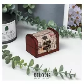 Шкатулка дерево сундучок "Цветущий город" 6х8х5,5 см