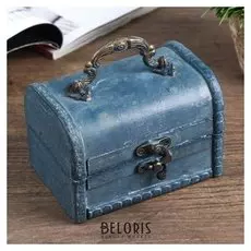 Шкатулка дерево сундучок "Синяя" 8,5х12х8,5 см