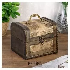 Шкатулка дерево сундучок "Старая газета" 13х15х13 см