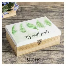 Шкатулка дерево "Тропические пальмы" 8,4х25х17 см