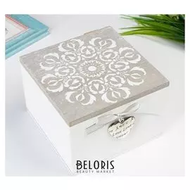 Шкатулка дерево "Узорный цветок" 10,5х15х15 см