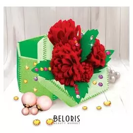 Шкатулка из фетра "Цветы" с объемными элементами