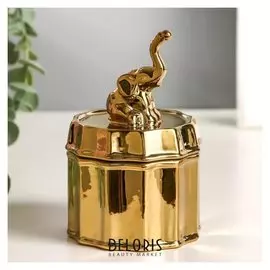 Шкатулка керамика "Золотой слон" 11,5х8х8 см