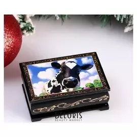 Шкатулка «Корова. небо», 6х9 см, лаковая миниатюра
