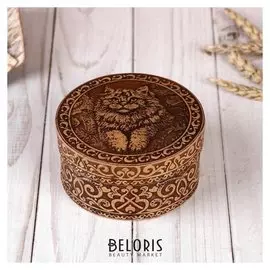 Шкатулка «Кошка», 8,5х8,5х4,5 см, береста