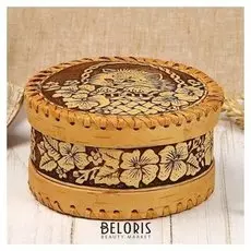 Шкатулка «Котик», 10,5×10,5×6 см, береста