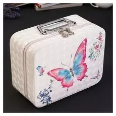 Шкатулка кожзам для косметики "Бабочки" 3D 11х18,5х24,5 см