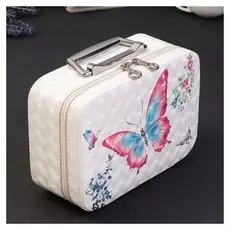 Шкатулка кожзам для косметики "Бабочки" 3D 9х15,5х22,5 см