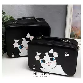 Шкатулка кожзам для косметики "Пятнистый кот" чемодан н-р 2 шт 8,5х15,5х23, 11х18,5х24,5 см 508454