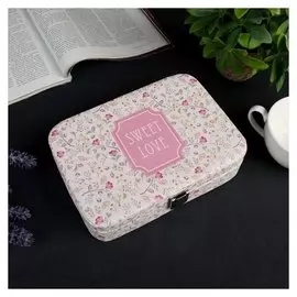 Шкатулка кожзам для украшений "Цветочная полянка" 5,5х21х15 см