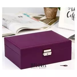 Шкатулка кожзам для украшений "Фиолетовая матовая" 8,7х23х17,5 см