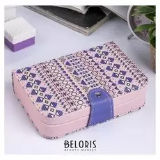 Шкатулка кожзам для украшений "Индейский орнамент" сиреневая 5х20х14 см