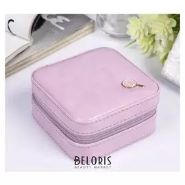 Шкатулка кожзам для украшений квадрат "Леденец на сиреневом" 5х10,5х10,5 см